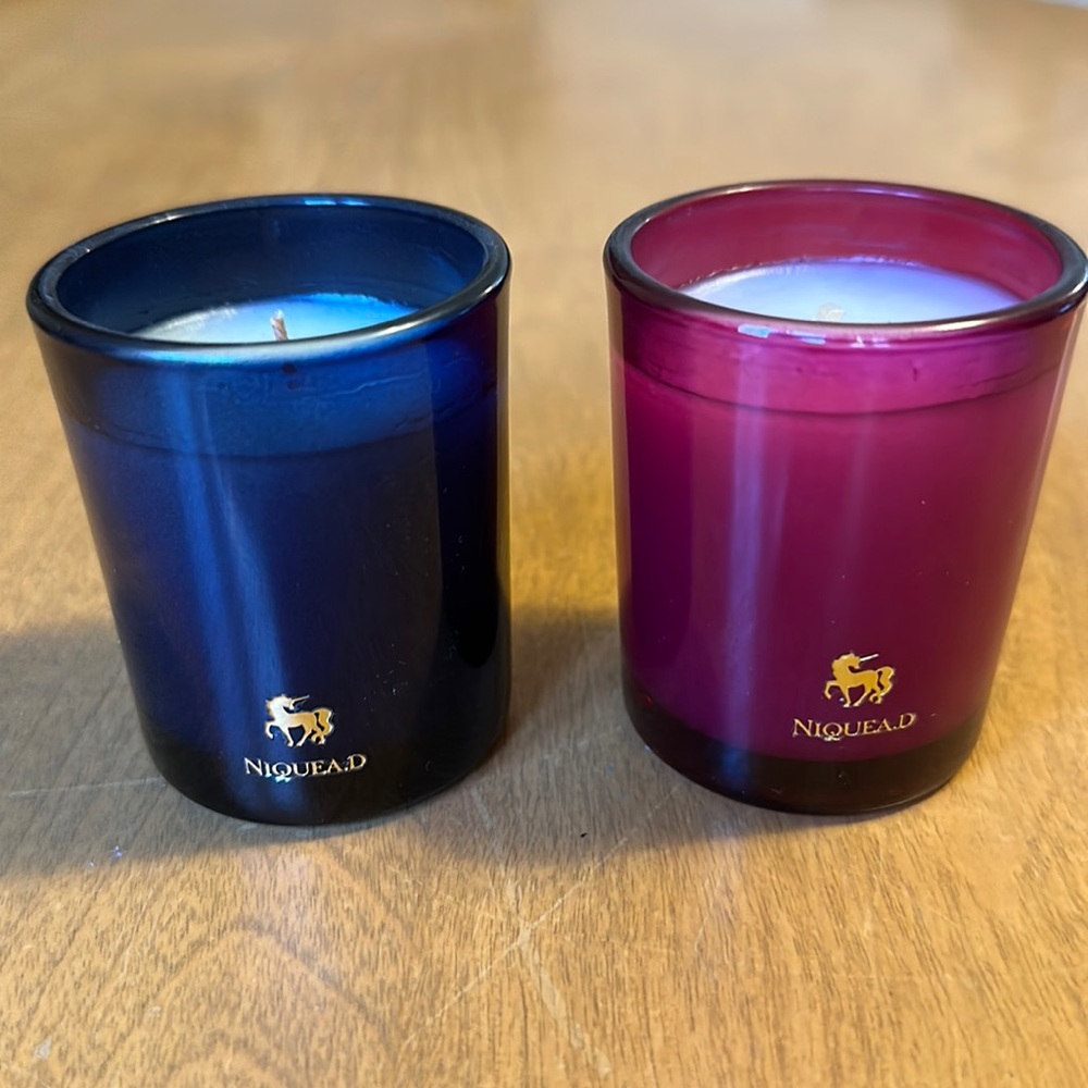 Niquea.D Votive Candle Set of Two 2oz/ea Blue & Pink